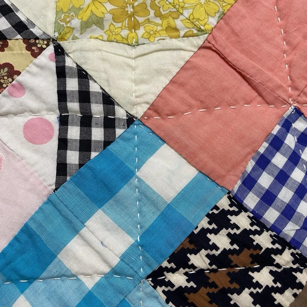 Vintage All Hand Stitched Quilt 72x68
